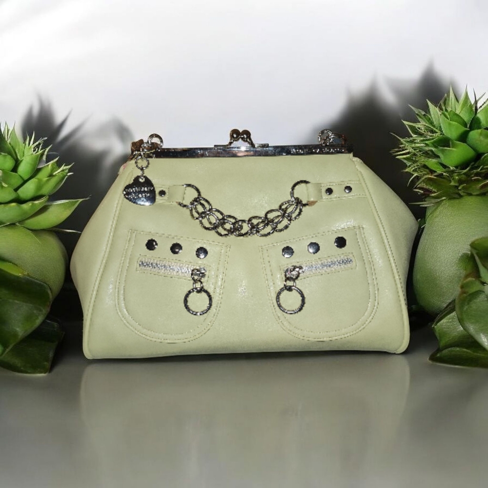 Necessary Objects 1990s Inspires Olive Green Shoulder Bag with Silver Details